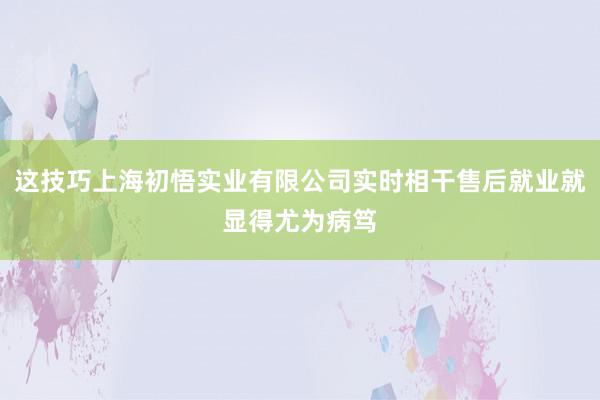 这技巧上海初悟实业有限公司实时相干售后就业就显得尤为病笃